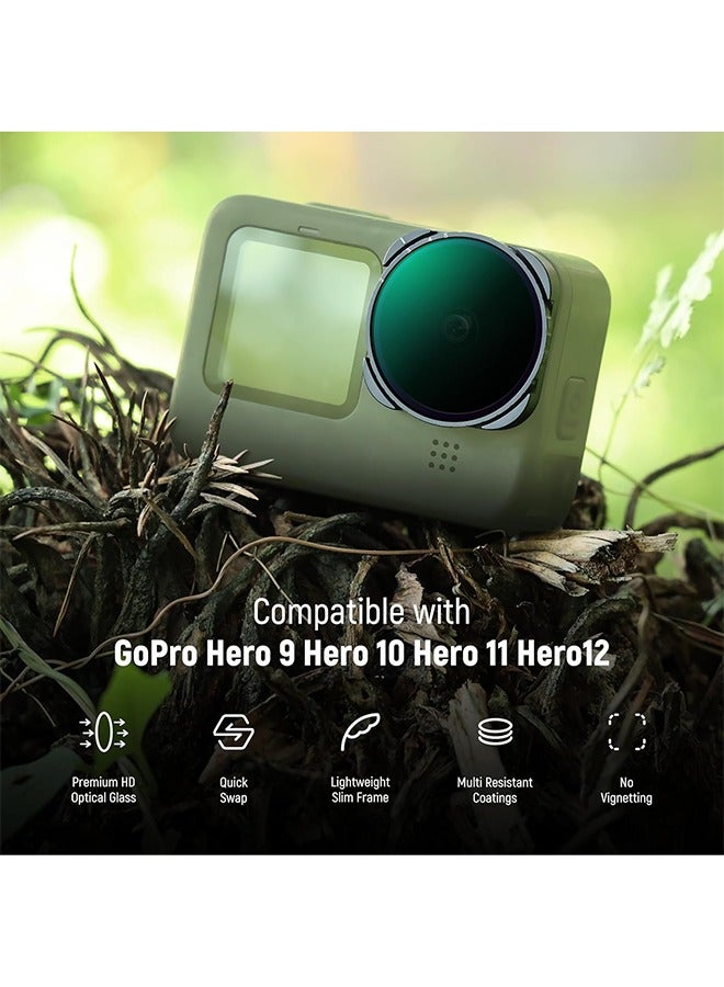 فلتر NEEWER متغير ND4-ND32 متوافق مع GoPro 9 10 11 12 13، فلتر ND متغير 2-5 توقفات مع زجاج بصري عالي الدقة متعدد الطبقات وإطار نحيف، بدون نمط X - Image 4