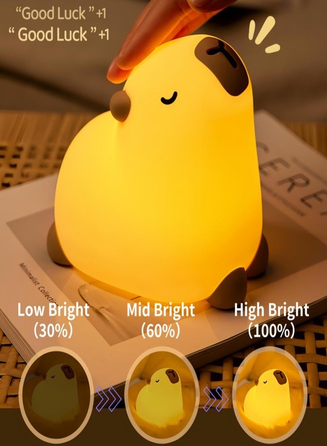 Microwear Cute Capybara Night Light,3 Levels Dimmable,Rechargeable Silicone Touch Lamp for Kids,Adults,Nursery,Bedroom,Desk Decor(Portable,Timer - Image 2