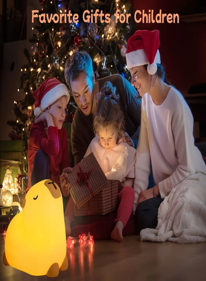 Microwear Cute Capybara Night Light,3 Levels Dimmable,Rechargeable Silicone Touch Lamp for Kids,Adults,Nursery,Bedroom,Desk Decor(Portable,Timer - Image 4