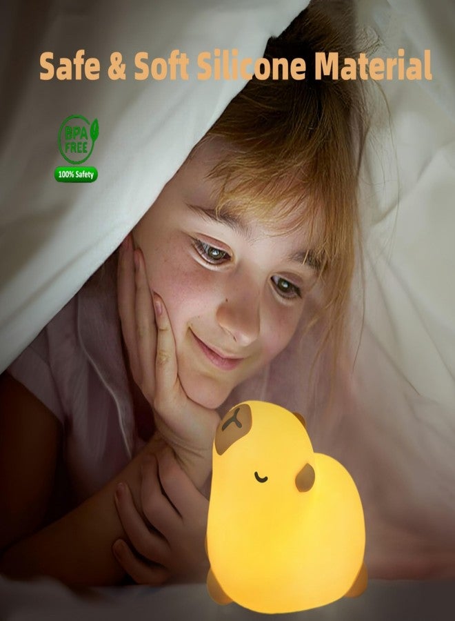 Microwear Cute Capybara Night Light,3 Levels Dimmable,Rechargeable Silicone Touch Lamp for Kids,Adults,Nursery,Bedroom,Desk Decor(Portable,Timer - Image 3