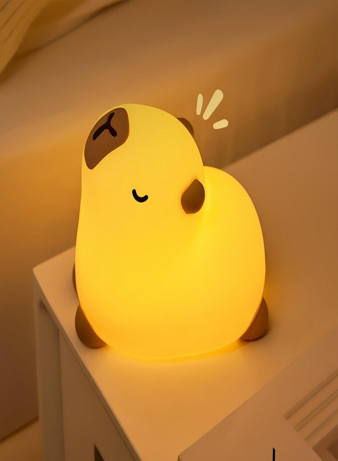 Microwear Cute Capybara Night Light,3 Levels Dimmable,Rechargeable Silicone Touch Lamp for Kids,Adults,Nursery,Bedroom,Desk Decor(Portable,Timer - Image 1