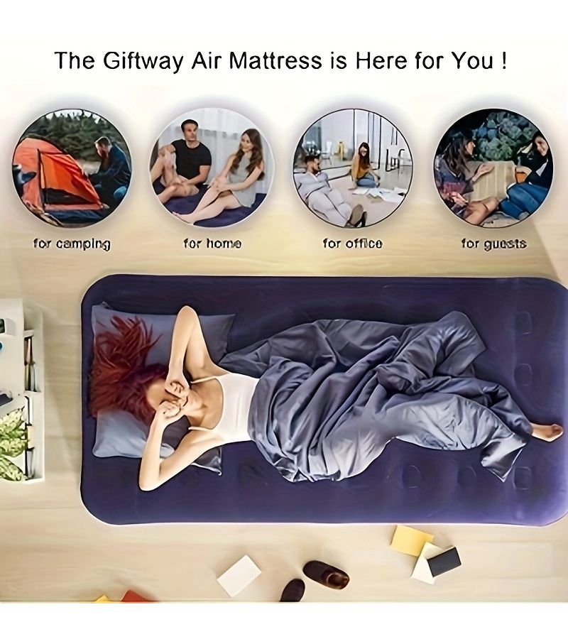 Inflatable Air Mattress Queen Size 79.92x59.84x8.66 Inch Portable Camping Bed With Built In Pump For Outdoor Camping Tent Hiking Garden Travel - Image 5