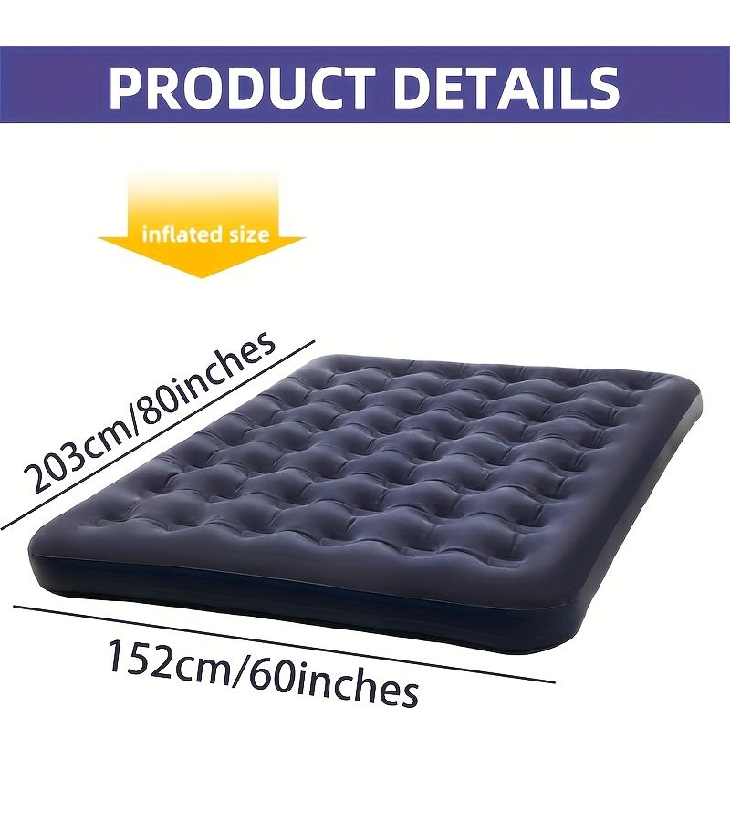 Inflatable Air Mattress Queen Size 79.92x59.84x8.66 Inch Portable Camping Bed With Built In Pump For Outdoor Camping Tent Hiking Garden Travel - Image 4