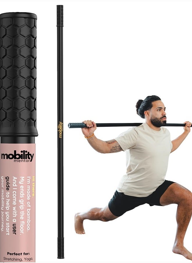 Mobility Mentor Yoga Stick - Mobility Stick - Large Bamboo Exercise Stick for Stretching - Workout Stick - Posture Corrector Stick Mobility - Yoga Bar - Stretch Stick for Fitness - Physical Therapy  - Image 1