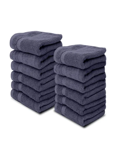 1 تشيس Luxury Cotton Face Towel - Large Hotel Spa Bathroom Face Towel Set of 12 Navy Blue