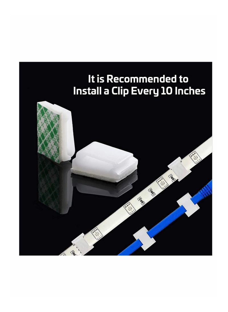 Captaintech 100 PCS Light Strip Mounting Clips White Self Adhesive Led Light Fasteners Mounting Holder Cable Clamp Organizer for 10mm Light Strip (10 mm) - Image 3