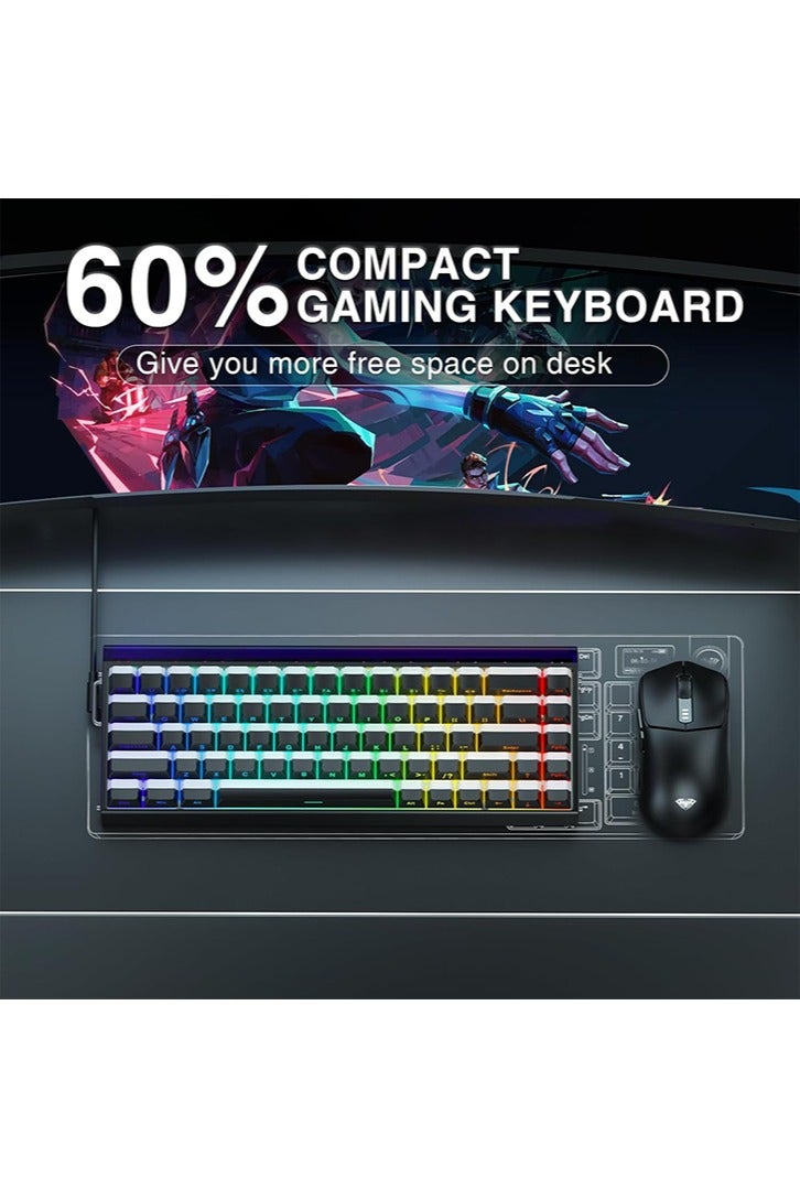 أولا لوحة مفاتيح ألعاب AULA Hero 68 HE 60% سلكية، لوحة مفاتيح مغناطيسية بتأثير هول مع معدل استطلاع 8 كيلو هرتز، أغطية مفاتيح PBT مطبوعة على الجانب، صندوق إضاءة خلفية RGB، برنامج ويب قابل للتخصيص للاعبي الكمبيوتر الشخصي/ماك - Image 2