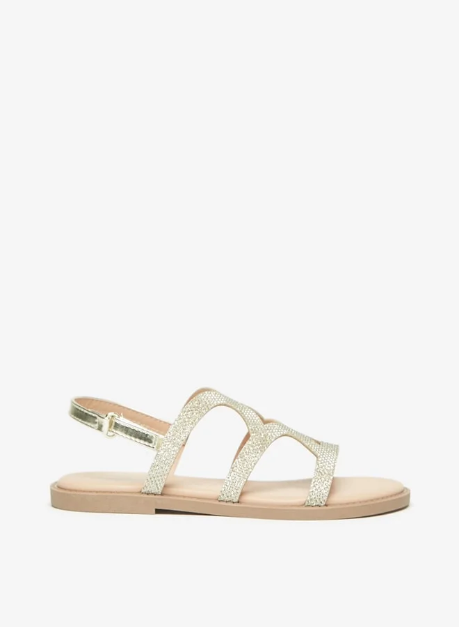 MISSY Girls Textured Strap Sandals with Hook and Loop Closure