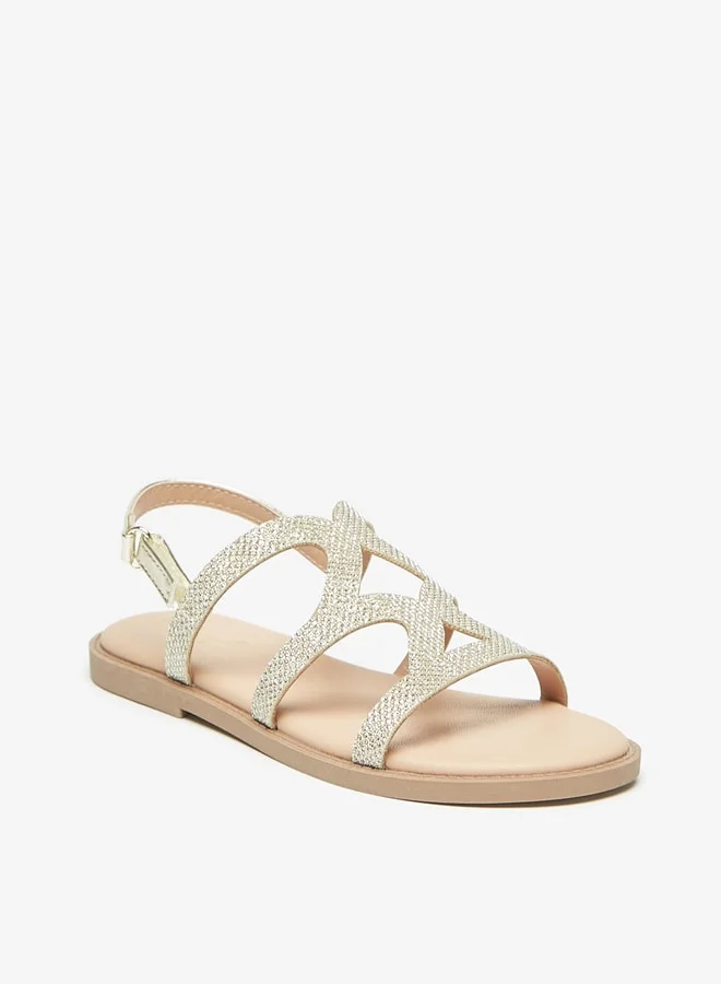 MISSY Girls Textured Strap Sandals with Hook and Loop Closure