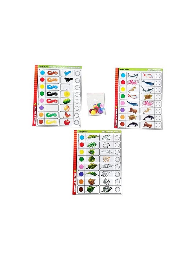 Creative's Think & Match Part-1, Brain Building Games For Kids, Develops Thinking & Logical Skills, Self Checking Learning Games| Matching Colour Activity Card| 112 Graded Exercises | Ages 4 & Up - Image 2
