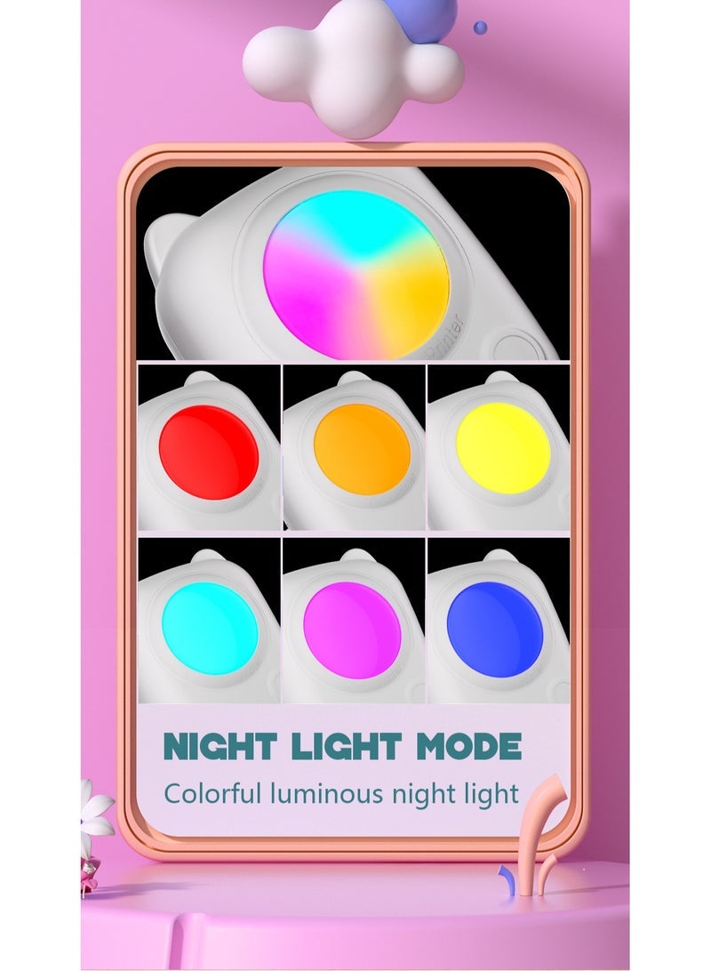 Night light HD Mini Pocket printer colorful light inkless priting endurance bluetooth connectivty for Study Notes, Memo, Photos, Lists Compatible with iOS & Android Smartphone (Round) - Image 5