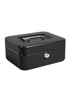 PARTNER Metal Cash Box With Key 6 Inch Size Black  - Image 1