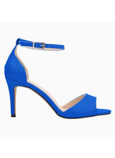New summer simple open-toe stiletto high-heel shoes over 8cm Blue