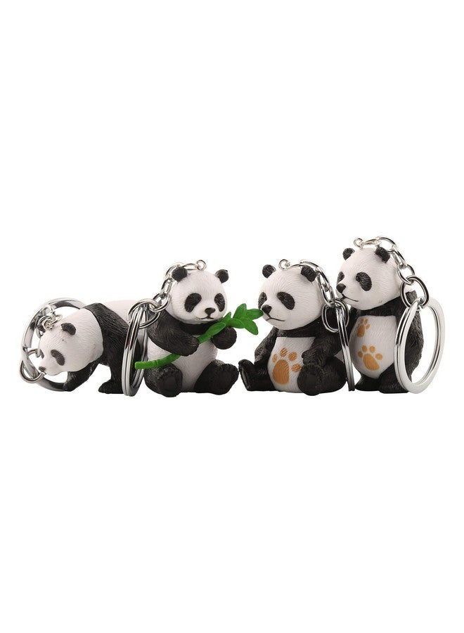 RainSound Polyvinyl Chloride PVC Panda Animal 3D Keychain (Pack of 4), Black - Image 1