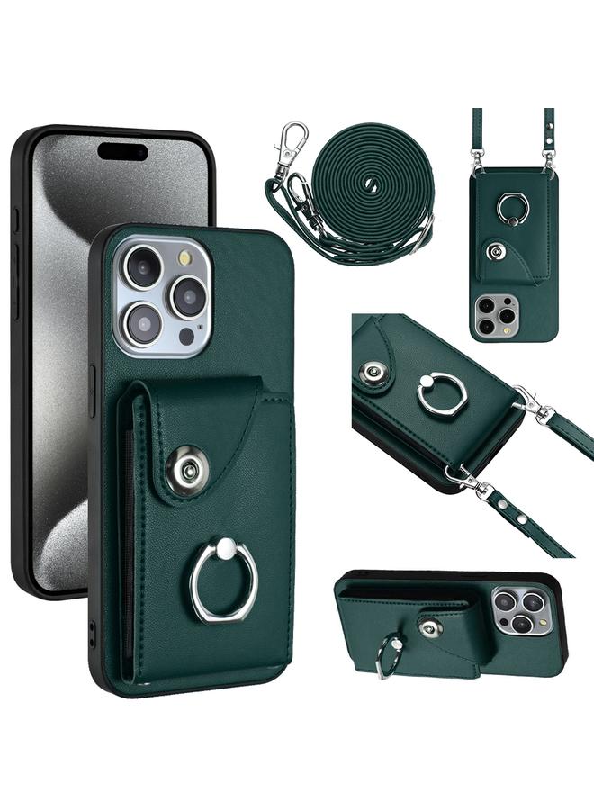 زبون حافظة لهاتف iPhone 13 Pro مع حامل بطاقات وحلقات وحقيبة هاتف مع حبل طويل - Image 1