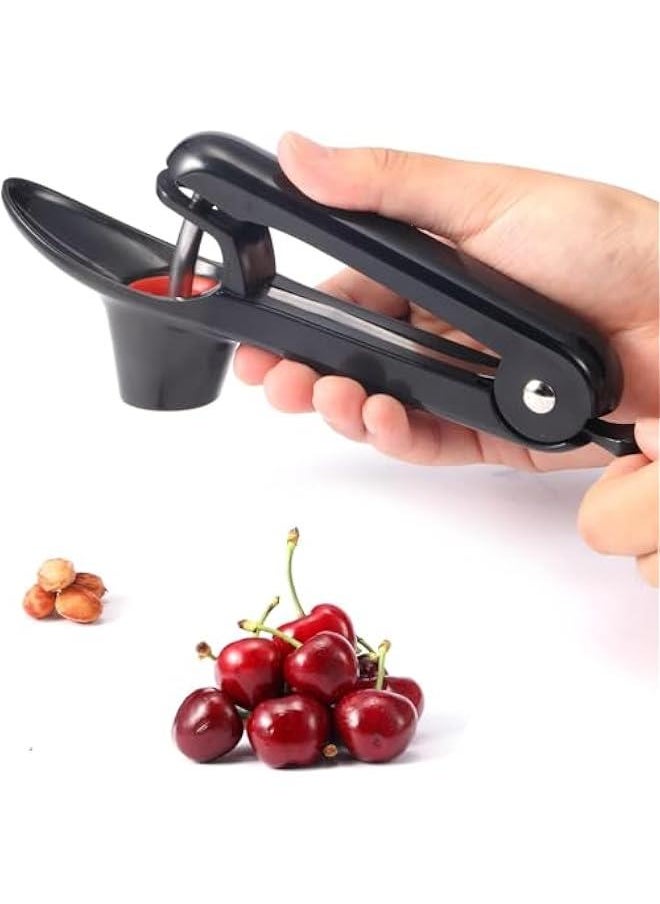 HOOKOR 2 Packs Cherry Pitter Tools, Cherry Seed Core Remover Olives Pitter Tool, Stainless Steel Cherries Corer with Space-Saving Lock Design (Black & Green)  - Image 4
