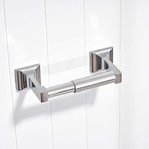 TuoxinEM 2 Pieces Universal Plastic Spring Loaded Toilet Paper Holder Roller Replacement, Chrome (Silver) - Image 3