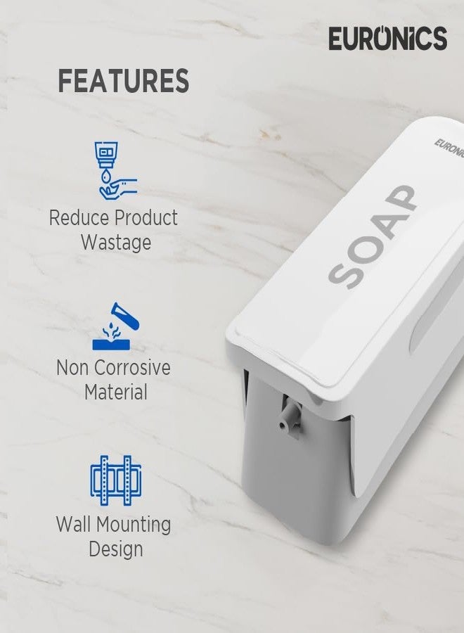 Euronics EA51 300ml Manual Soap Dispenser Wall Mounted | ABS Plastic Refillable Gel & Liquid Soap Dispenser | Compact Hygienic Handwash Dispenser for Bathroom, Kitchen, Office & Hotel | White - Image 4