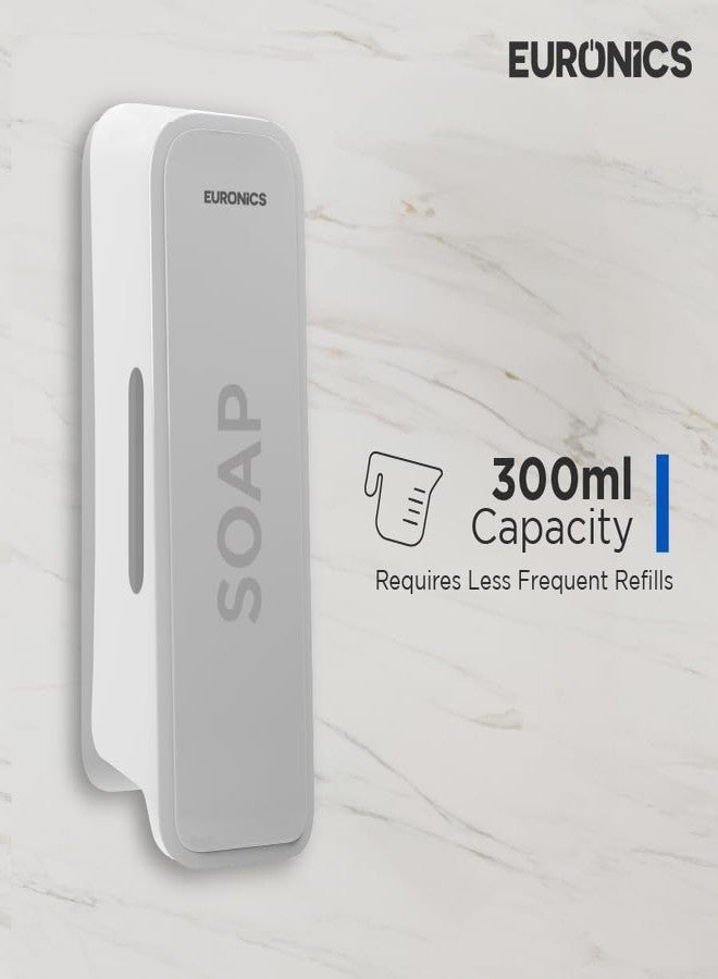 Euronics EA51 300ml Manual Soap Dispenser Wall Mounted | ABS Plastic Refillable Gel & Liquid Soap Dispenser | Compact Hygienic Handwash Dispenser for Bathroom, Kitchen, Office & Hotel | White - Image 5