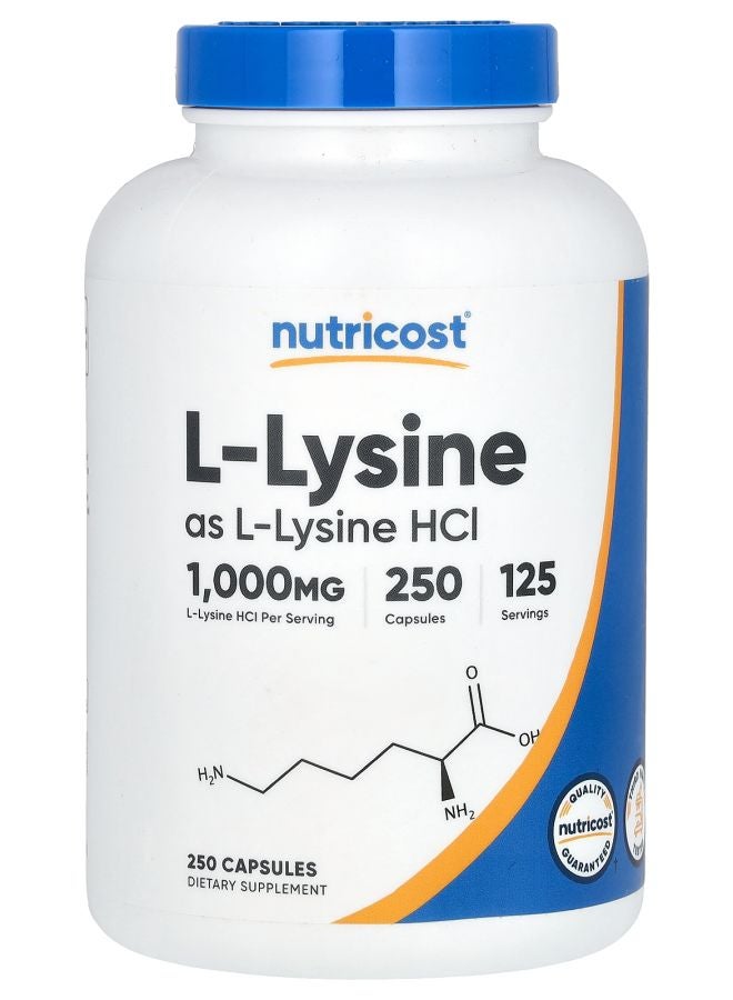 Nutricost LLysine 1000 mg 250 Capsules (500 mg per Capsule)