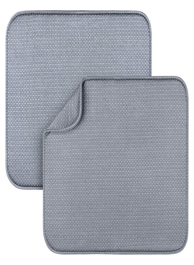 Primeway® Polyester Microfibre 45x40cm Dish Drying Mat for Kitchen Items | Extremely Water Absorbent | Drying mat for Kitchen Utensils | 7mm Thickness | 240 GSM | 130 Grams Each | Grey | Pack of 2 - Image 1