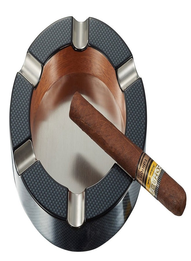 Visol Products VASH732 Tyrus Carbon Fiber Round Cigar Ashtray - Image 1