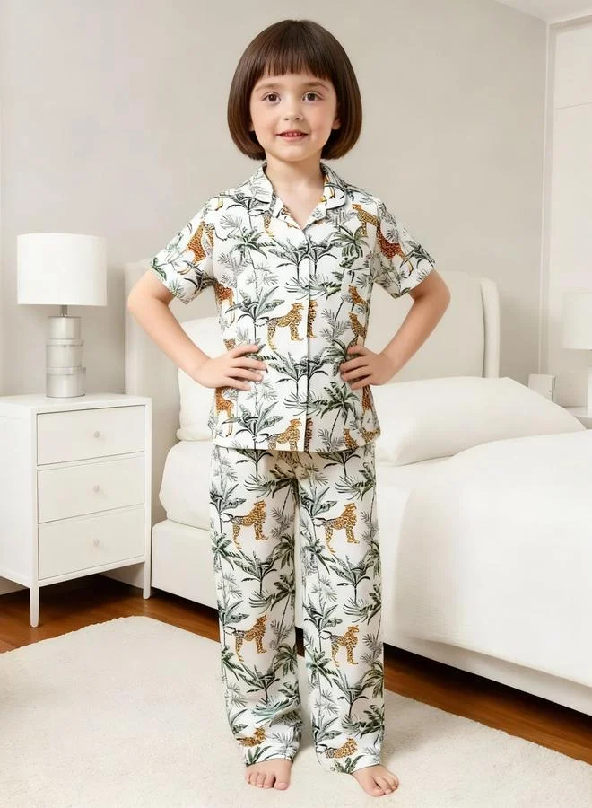 Take Two  Girls Graphic Print Short Sleeve Shirt And Pyjama Set for Women | Best Price UAE