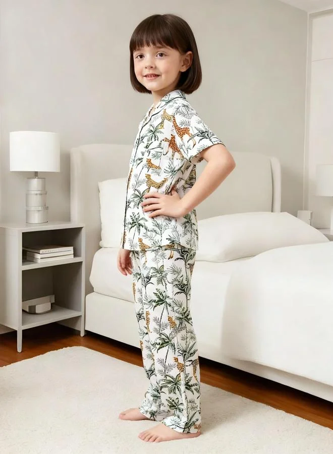 Take Two  Girls Graphic Print Short Sleeve Shirt And Pyjama Set for Women | Best Price UAE