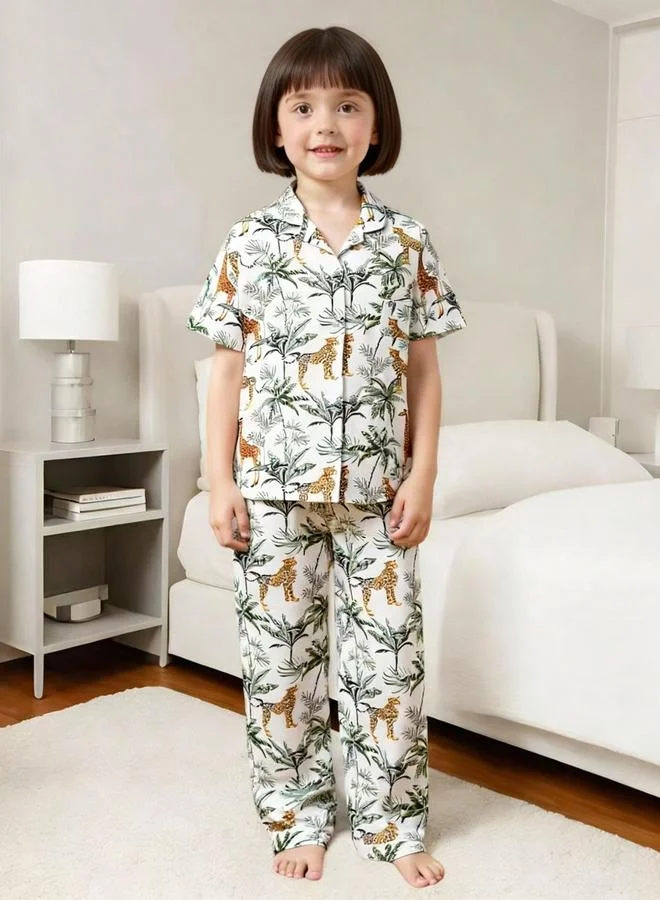 Take Two  Girls Graphic Print Short Sleeve Shirt And Pyjama Set for Women | Best Price UAE