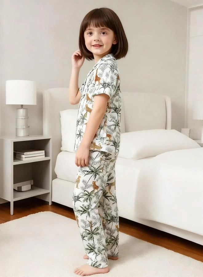 Take Two  Girls Graphic Print Short Sleeve Shirt And Pyjama Set for Women | Best Price UAE