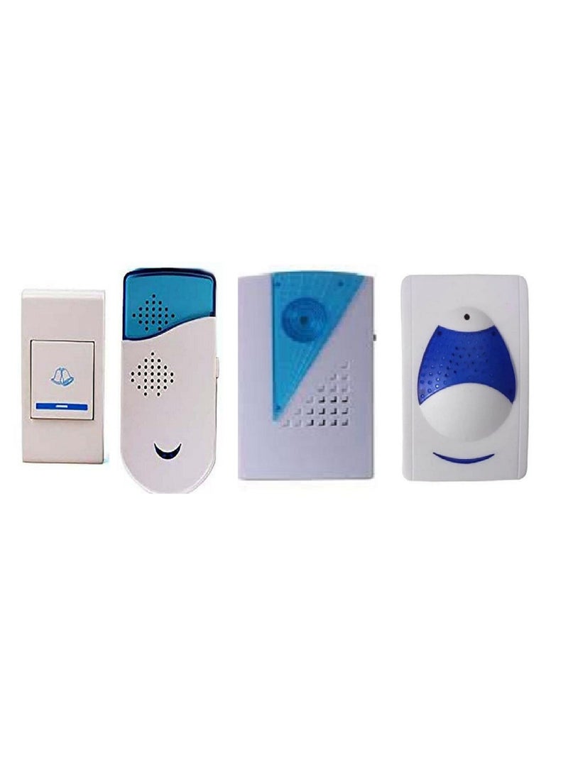 Doorbell, range of 150 square meters, 36 tones, one transmitter and 3 receivers, white