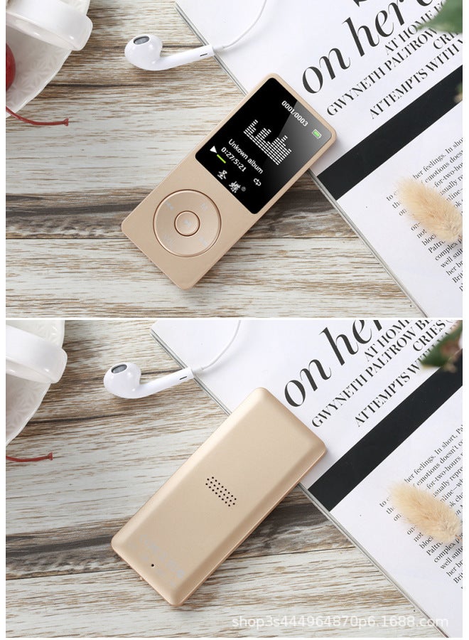 Mini Portable Mp3 Mp4 Music Player 1.8 Inch Screen Card Insertion Sports Music Player For Students-Body Color:Gold 【Band Out】】-Memory Capacity:32gb 【16g Card + 16g Built-in Memory】 + Full Set Of Accessories - Image 1