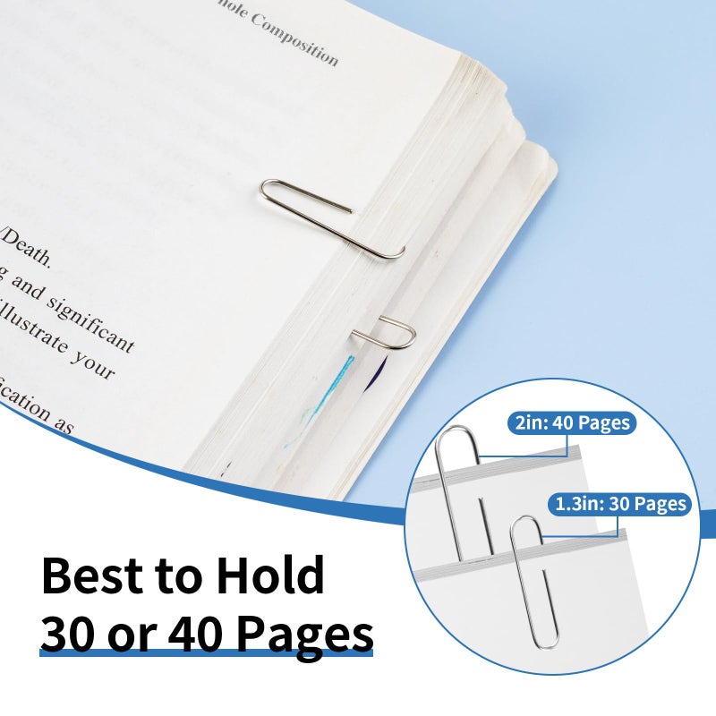PEASUG 800 Pcs Medium Paper Clips,#1 Smooth Paperclips for Home, School and Office Use,1-2/7 "Rustproof Metal Silver Paper Clips,8 Boxes of 100 Each, 1.3 inch - Image 5