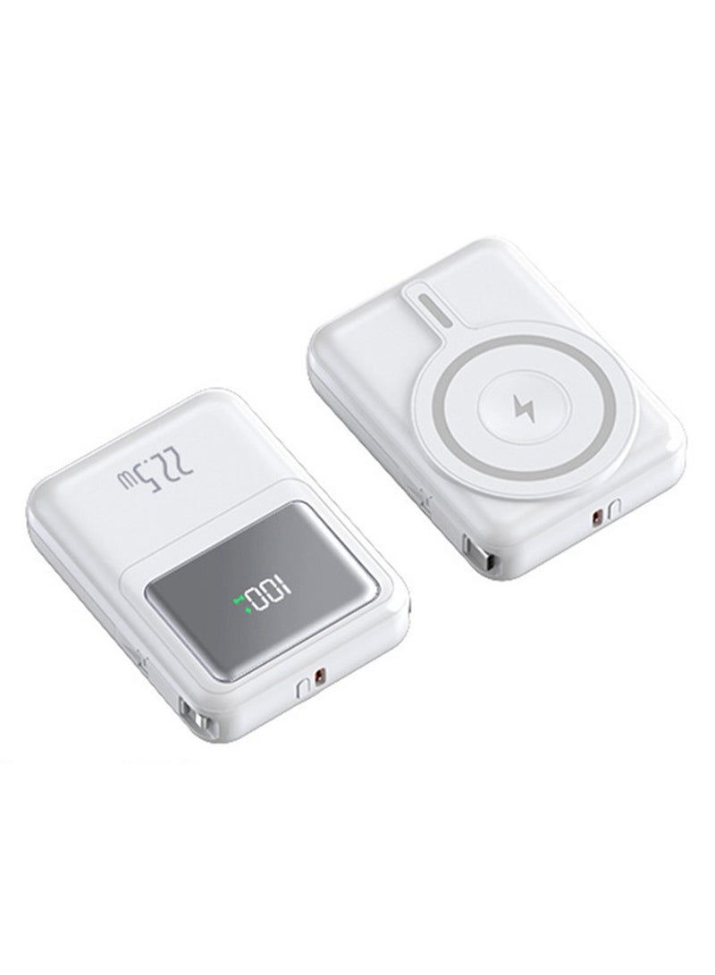 10000mAh, 22.5W wireless charging, magnetic three-in-one fast charging mobile power bank, Type-C, compatible with Huawei iPhone and Android, white - Image 3