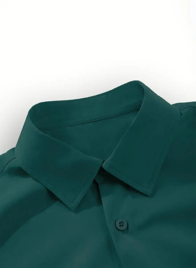Take Two Solid Spread Collar Short Sleeve Shirt and Trousers Co-Ords by Styli