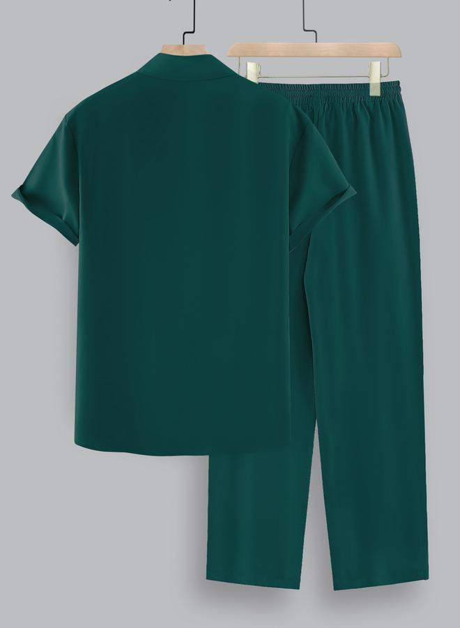 تايك تو طقم قميص وسروال بأكمام قصيرة وياقة عريضة من ستايلي - Image 2