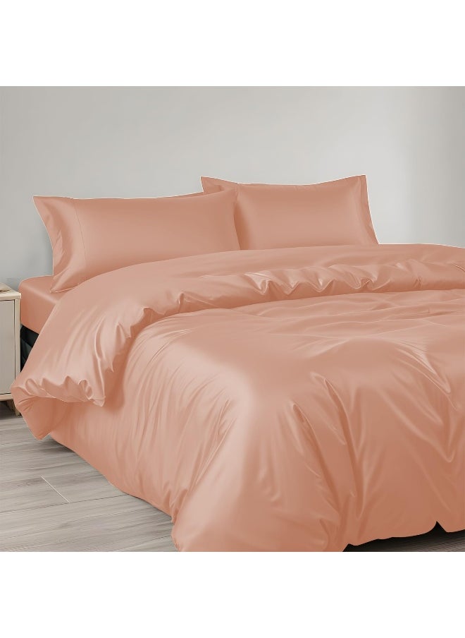 LINENWALAS Linenwalas Tencel Lyocell Duvet Cover Set, Eucalyptus Cooling Lightweight Silk Comforter Cover Set with Zipper Closure & Corner Ties (Rose Gold, Full)  - Image 2