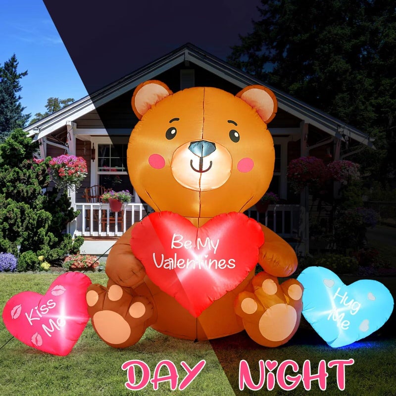 Melisheer 10 FT Valentines Day Inflatables, Blow Up Sitting Bear with Heart, Romantic Valentine's Day Yard Decorations with Build-in LED Lights for Anniversary Weddings Proposal Celebration Home Garden Decor - Image 3