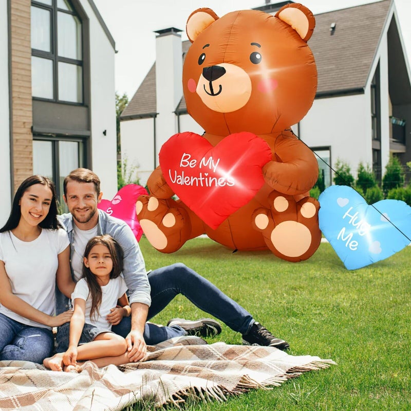 Melisheer 10 FT Valentines Day Inflatables, Blow Up Sitting Bear with Heart, Romantic Valentine's Day Yard Decorations with Build-in LED Lights for Anniversary Weddings Proposal Celebration Home Garden Decor - Image 4