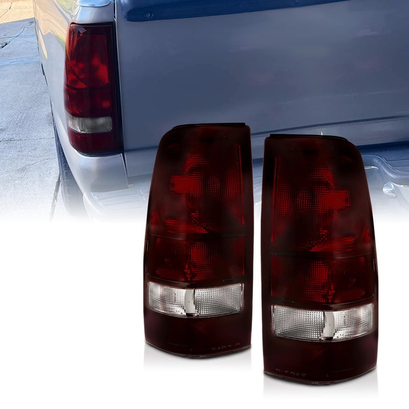 AmeriLite for 19992002 Chevy Silverado 992006 GMC Sierra Truck Smoke Red Replacement Brake Tail Lights Pair Passenger and Driver Side