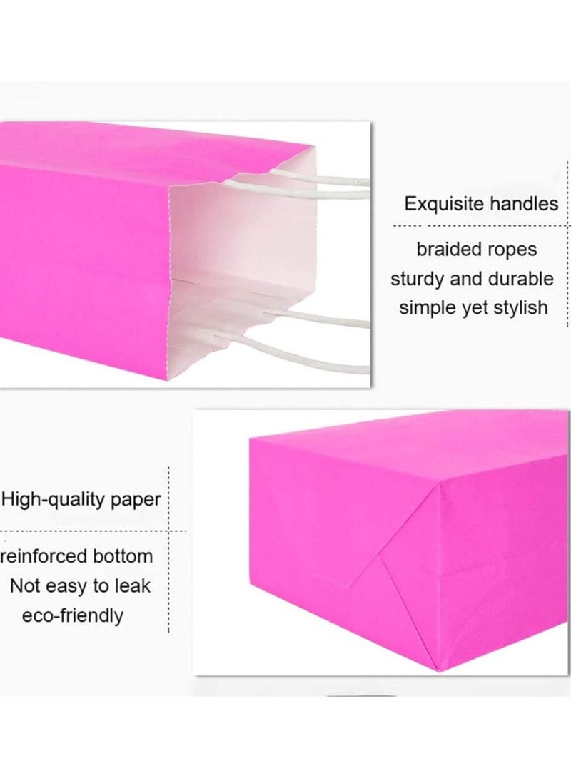Generic COOLBABY 12 PCS Medium Gift Bags Kraft Paper Bags with Handles for Party Favors (21 x 27 x 11cm,Pink)  - Image 2