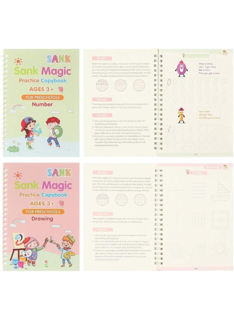 Sank Magic Children’s Grooved Magic Practice Copybook Set – 4 English Workbooks with Pen Holder & Refills – Handwriting Control Training for Kids - Image 3