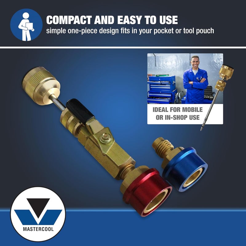 MASTERCOOL 81490 R134a Valve Core Remover & Installer – Service Valve Cores Under Pressure – Compact Tool for Automotive A/C Systems with Internal Shutoff - Image 4