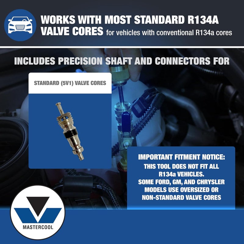 MASTERCOOL 81490 R134a Valve Core Remover & Installer – Service Valve Cores Under Pressure – Compact Tool for Automotive A/C Systems with Internal Shutoff - Image 3