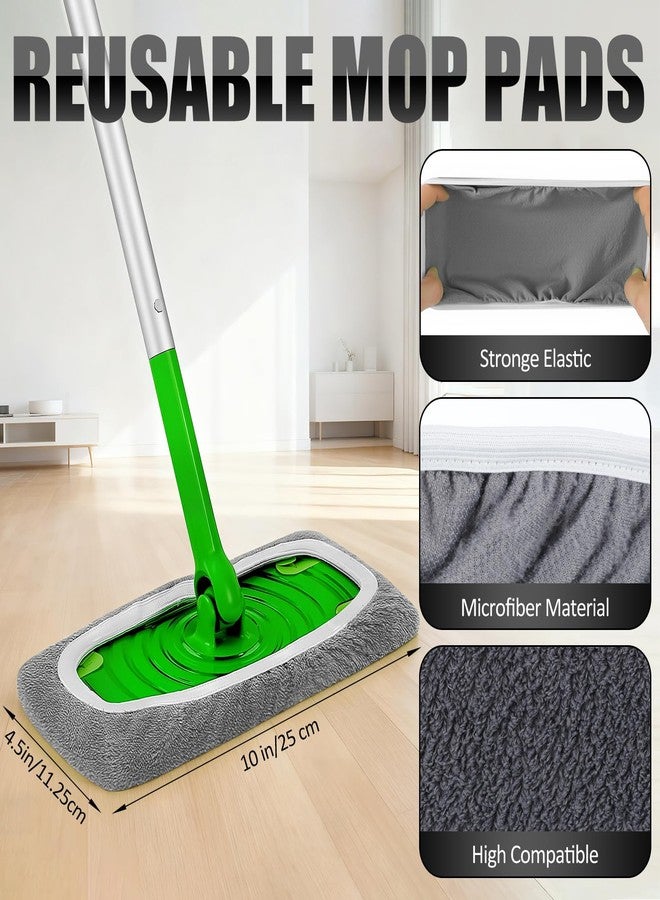 Teecyhooo 18 Pcs Reusable Microfiber Mop Pads Compatible with Swiffer Sweeper Mop and 2 Mesh Laundry Bag Washable Replacement Dry Wet Pads Refill for Floor Clean (Grey) - Image 2