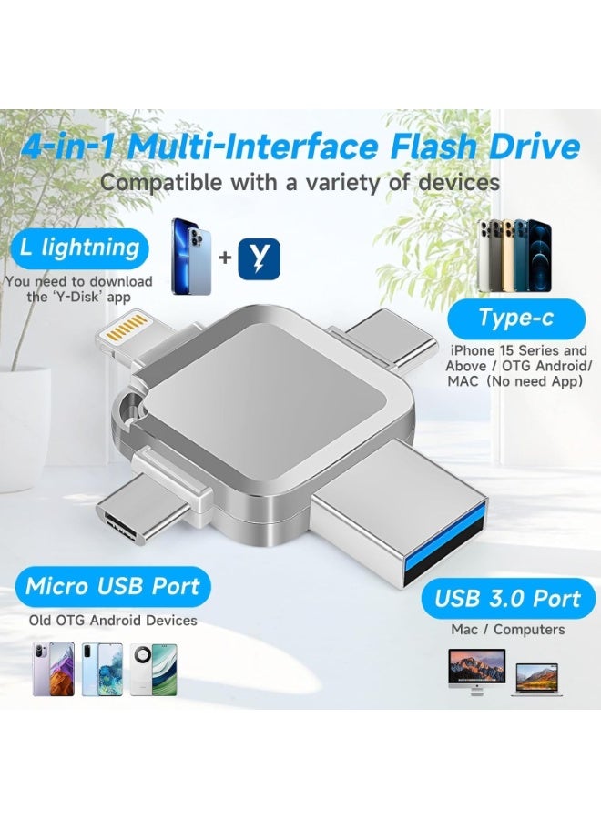 انسجام ذاكرة فلاش USB بسعة 1 تيرابايت، وحدة تخزين صور عالمية مزودة بمنفذ Lightning وMicro USB وType-C، بالإضافة إلى ذاكرة فلاش USB لأجهزة iPhone/PC/iPad/Android - Image 2