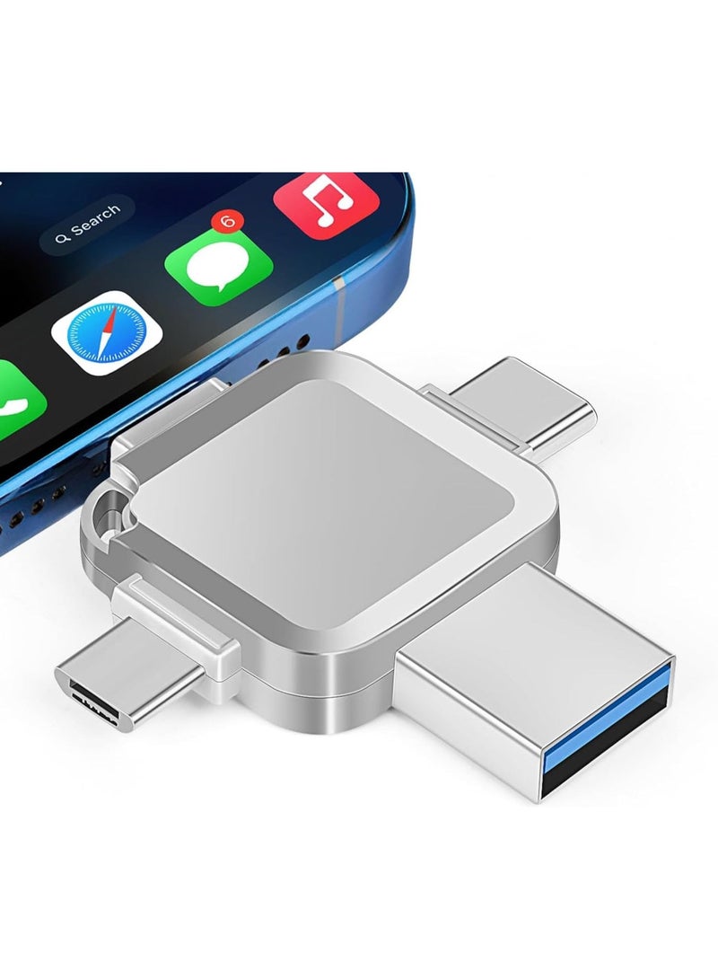 انسجام ذاكرة فلاش USB بسعة 1 تيرابايت، وحدة تخزين صور عالمية مزودة بمنفذ Lightning وMicro USB وType-C، بالإضافة إلى ذاكرة فلاش USB لأجهزة iPhone/PC/iPad/Android - Image 1