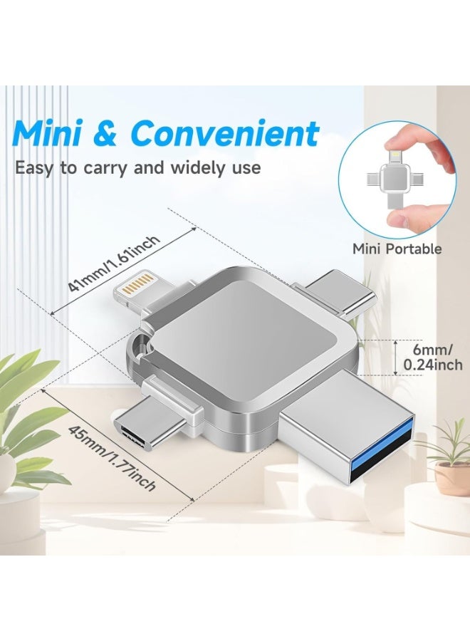 انسجام ذاكرة فلاش USB بسعة 1 تيرابايت، وحدة تخزين صور عالمية مزودة بمنفذ Lightning وMicro USB وType-C، بالإضافة إلى ذاكرة فلاش USB لأجهزة iPhone/PC/iPad/Android - Image 4