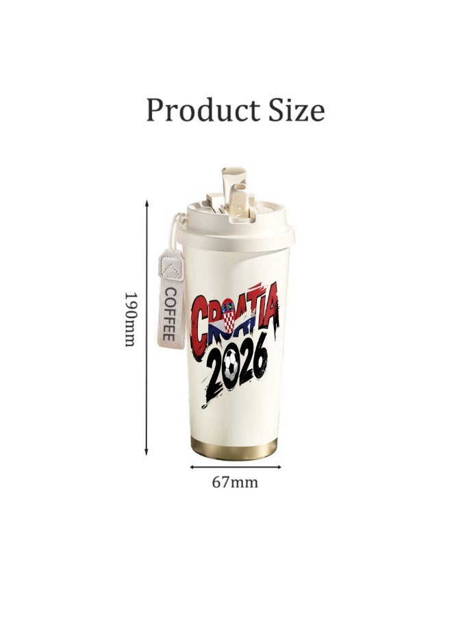 FIFA 520ml World Cup Printed Stainless Steel Insulated Water Bottle Double Wall Vacuum Thermal Flask Leakproof Cup for Hot & Cold Drinks - Image 2