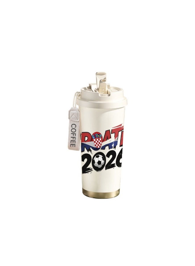 FIFA 520ml World Cup Printed Stainless Steel Insulated Water Bottle Double Wall Vacuum Thermal Flask Leakproof Cup for Hot & Cold Drinks - Image 1